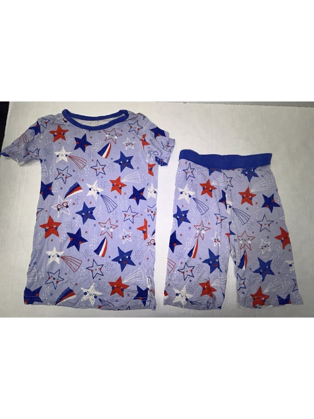 Little Sleepies Stars And Stripes Bamboo Pajama Set Kids 7/8 Short Sleeve Shorts